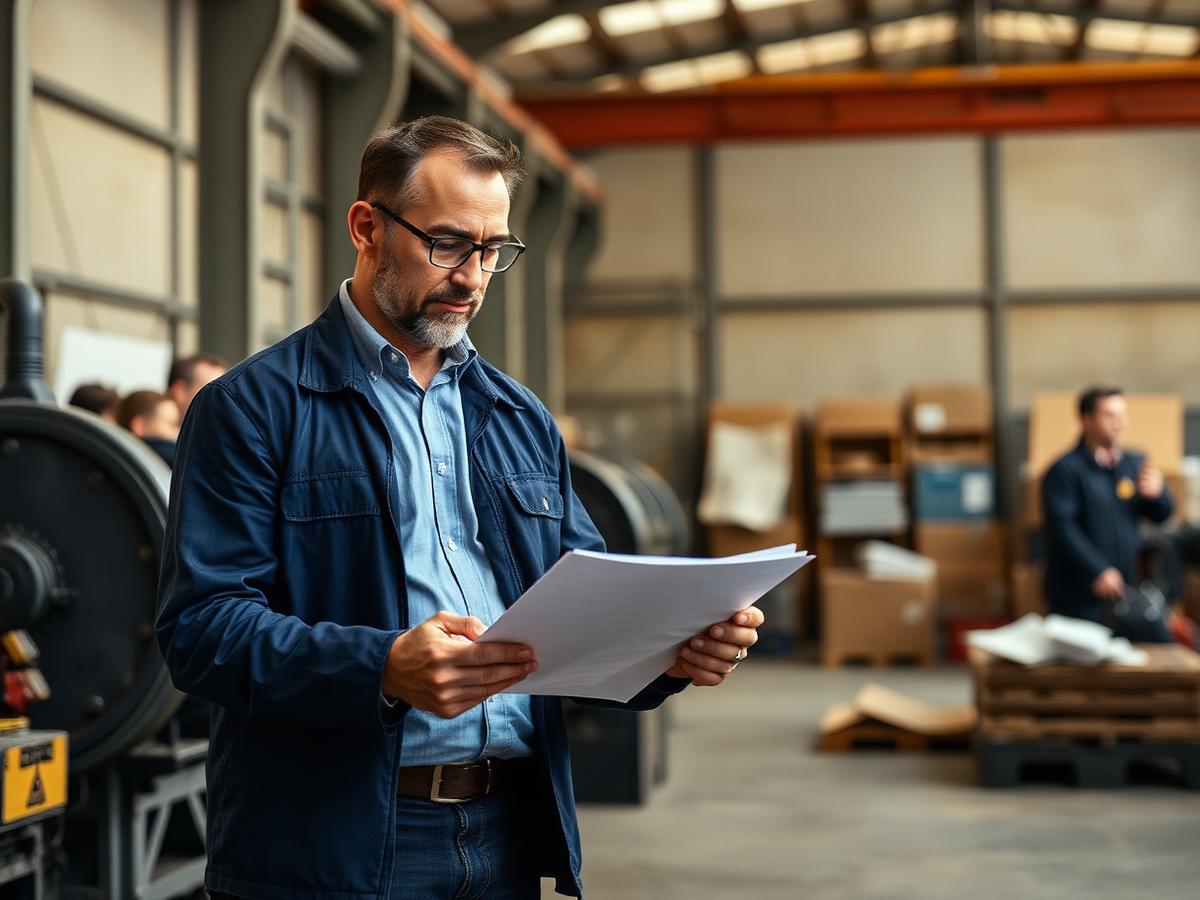 Business owner reviewing equipment finance paperwork